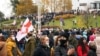 Protesters rally against the Belarusian presidential election results in Minsk in November 2020.