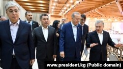 (Left to right) Kazakh President Qasym-Zhomart Toqaev, Kyrgyz President Sadyr Japarov, Turkish President Recep Tayyip Erdogan, and Uzbek President Shavkat Mirziyoev in Samarkand on November 11.