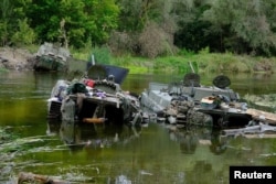 Russian armored fighting vehicles captured by the Ukrainian Army in the Kharkiv region on September 11.