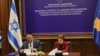 Israeli Interior Minister Moshe Arbel (left) and Kosovar Foreign Minister Donika Gervalla-Schwarz attend the signing ceremony in Pristina on June 18.