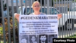 Picket in front of the German Consulate in Almaty, Kazakhstan. August 28, 2024