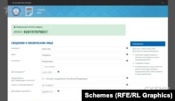 Arestova's tax-identification record as a Russian citizen, on the website of the Russian Federal Tax Service