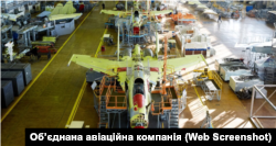 Assembly at a plant in Komsomolsk-on-Amur, Russia, that manufactures Sukhoi warplanes