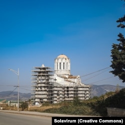 Shusha’s historic Ghazanchetsots Cathedral photographed in September 2022 after being dramatically altered while under Azerbaijani control.