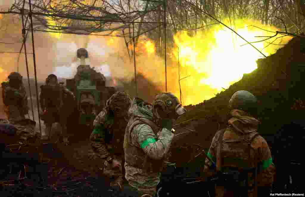 A Ukrainian artillery unit fires onto Russian positions near the ruined city of Bakhmut on April 13. The unit commander, Dmytro, said, &ldquo;If we had more weapons able to hit deeper into the enemy positions, we would be more useful in this war.&rdquo; &nbsp;