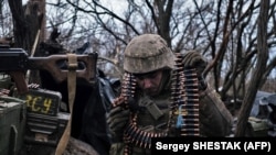 A Ukrainian serviceman in Bakhmut in March, 2023. (file photo)