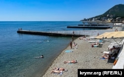 A beach in Alushta, in the southeast of Crimea, on June 17.