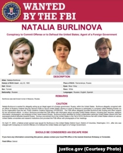 A 2023 FBI wanted poster targeting Natalia Burlinova.