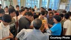 Tajiks stranded at Moscow's Vnukovo airport earlier this year. 