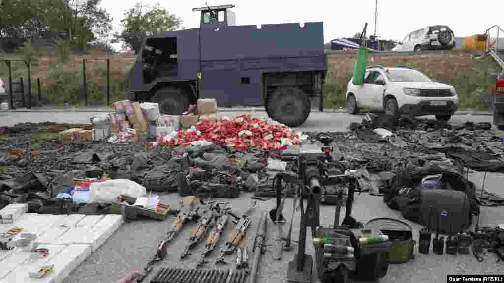 An armored car confiscated by the Kosovo Police was also presented.