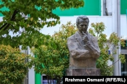 The statue of former U.S. Senator Bob Dole in Pristina, the Kosovar capital