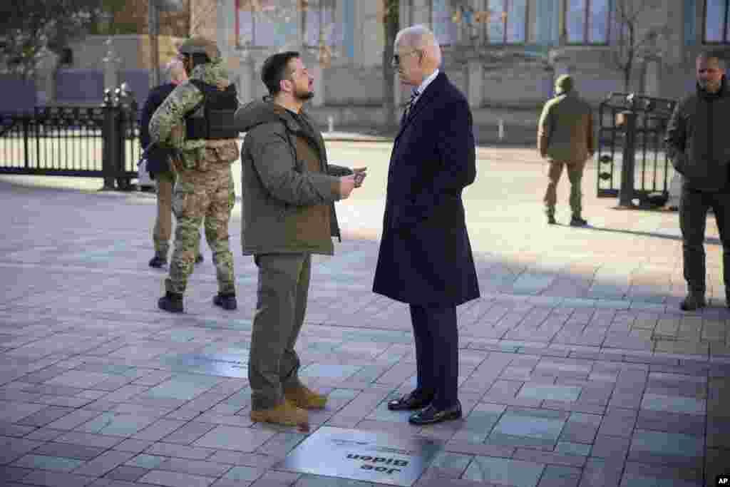 Zelenskiy later took Biden on a tour of the Walk of the Brave in Kyiv.