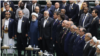 Hamas leader Ismail Haniyeh (center) attends the inauguration of the newly elected Iranian president in Tehran on July 30, the day before his death.