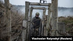 A new recruit of the 1st Da Vinci Wolves Separate Mechanized Battalion at a drill amid Russia's invasion of Ukraine