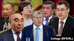 (Left to right) Six presidents of Kyrgyzstan: Kurmanbek Bakiev, Askar Akaev, Roza Otunbaeva, Almazbek Atambaev, Sooronbai Jeenbekov, and Sadyr Japarov