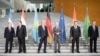 German Chancellor Olaf Scholz (third from right) meets with the five Central Asian presidents in Berlin on September 29.