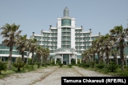 The Golden Fleece Hotel was built to welcome tourists to Anaklia's Black Sea beaches, but it has since gone out of business and sits abandoned near the town's boardwalk.