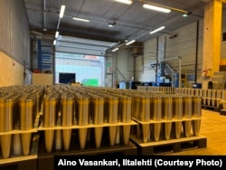 Shells at a facility of the Norwegian-Finnish arms maker Nammo in Finland