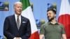 U.S. President Joe Biden (left) and Ukrainian President Volodymyr Zelenskiy pose during an event with Group of Seven leaders to announce a Joint Declaration of Support for Ukraine during the NATO Summit in Vilnius on July 12. 