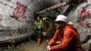 Graffiti in support of the strike at Kosovo's Trepca mine reads "Good luck, Trepca, miners," at the country's troubled mining giant.