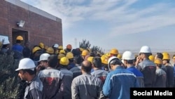 Iranian workers stage a protest rally on March 22.