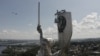 Soviet Emblem Dismantled From The Motherland Monument in Kyiv