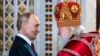 Patriarch Kirill (right), the head of the Russian Orthodox Church, has embraced the Kremlin's war on Ukraine, depicting it as a "holy war." 