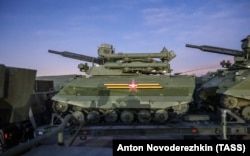 An Uran-9 UGV seen in Russia in April 2022