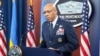 U.S. Chairman of the Joint Chiefs of Staff, Air Force General CQ Brown, speaks during a press conference after concluding the Ukraine Defense Contact Group meeting at the Pentagon in April 2024.