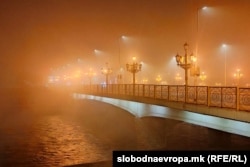 A bridge in Skopje in December.