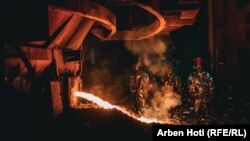 Workers inside the Ferronikeli plant on June 21.