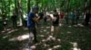 Boxing at the Call Of The Ravine camp in Ukraine. Serhiy Zolotarenko, a boxing coach from nearby Cherkasy, leads the training. 