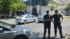 Serbian police stand outside the Israeli Embassy in Belgrade after an attack on an embassy guard on June 29. 