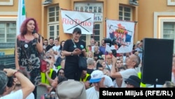 Demonstrators in Loznica, Serbia, a town near the planned mine complex, protest on June 28 against Rio Tinto's Jadar project.