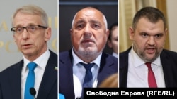 From left: Bulgarian Prime Minister Nikolay Denkov, GERB leader Boyko Borisov, and Peevski (combo photo)