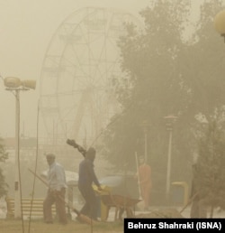 A dust storm hits Zabol in October.