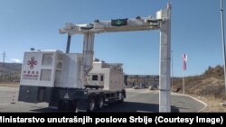 Mobile scanners are deployed at a border crossing with Bulgaria that Serbian authorities announced on October 29. 