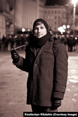 Kostyantyn Klyatskin near the Ukrainian president’s office during the Maidan protests.