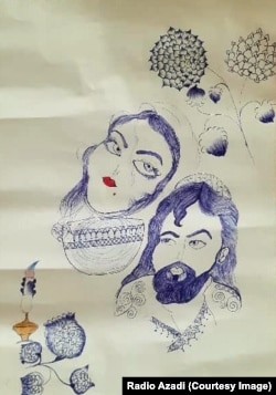 Parwana's drawing of a man and woman