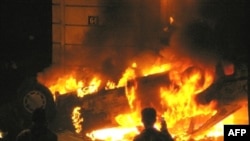 Serbians protesting against Kosovo's independence in front of the Croatian Embassy in Belgrade in February 2008.