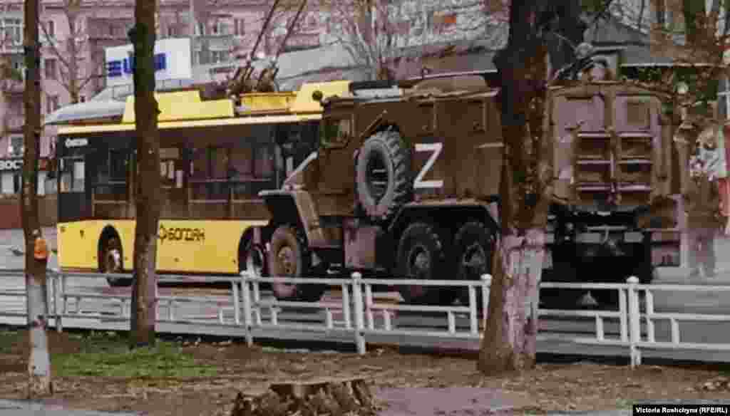 Russian vehicles move through the streets of occupied Kherson. &quot;The sense of protection is completely absent,&quot; says one city resident. &quot;When a person comes to you with a machine gun, you clearly understand that he can do anything with you.&quot;