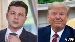 Ukrainian President Volodymyr Zelenskiy (left) and U.S. President Donald Trump's phone call has led to calls for Trump's impeachment.