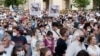 Demonstrators protest against the planned Chinese Fudan University campus in Budapest on June 5.