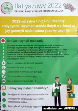 Informational leaflets distributed ahead of the Turkmen census in 2022.