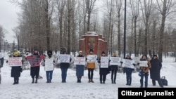 A 2022 demonstration against domestic violence in Kazan, the capital of Russia's Tatarstan region