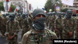 IRAN -- Members of a special IRGC force attend a rally marking the annual Quds Day on the last Friday of the holy month of Ramadan in Tehran on April 29, 2022.