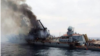 A photo shared on social media and widely believed to be the Moskva shows it on fire and listing badly. Five days after the loss of the ship, the fate of the Russian crew is still shrouded in mystery.