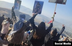 A protest at the cemetery in Mahabad on January 2