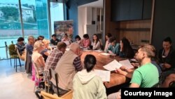 Aleksei Skalozubov, a young ethnic Russian man, opened a free “Kazakh-language club” in Almaty in April for a few dozen people aspiring to learn the state language.