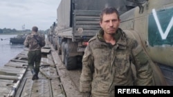 Makar Teplinskiy posted an image of himself posing on a river ferry alongside Russian military equipment on Russian social media on October 10. 